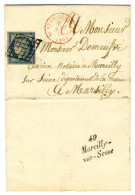 Grille / N° 4 Càd Rouge BUREAU CENTRAL (60) Sur Lettre Pour Marcilly. Au Verso, Cursive En Arrivée 49 / Marcilly / Sur-S - 1849-1850 Ceres