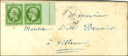 PC 3615 / N° 12 Vert, Paire, Grand Bdf Avec Filet D'encadrement Càd T 15 VILLEMUR (30) Sur Lettre Locale. 1855. - TB / S - 1853-1860 Napoleone III