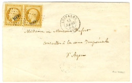 PC 1698 / N° 13 Paire Belles Marges Càd T 15 LESPARRE (32) Sur Imprimé Complet Pour Agen. 1854. - TB / SUP. - 1853-1860 Napoléon III