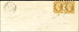PC 843 / N° 13 Type II Paire Avec Piquage De Cheroy Sur Les 4 Côtés Càd T 15 CHEROY (83) Sur Lettre Pour Sens. 1862. - T - 1853-1860 Napoléon III