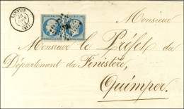 PC 1643 / N° 10 Paire, Belles Marges Càd T 15 LANNION (21) 30 JUIN 54 Sur Lettre 2 Ports Pour Quimper. Très Rare Dernier - 1853-1860 Napoléon III
