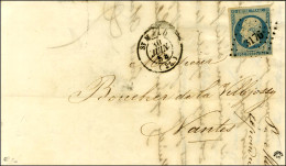 PC 3176 / N° 14 Bleu Laiteux, Belles Marges Càd T 15 ST MALO (34) 30 JUIN 54 Sur Lettre Avec Texte Pour Nantes. Extraord - 1853-1860 Napoléon III