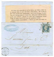 Etoile / N° 14 Bleu Laiteux Belles Marges Càd PARIS (60) 22 JUIL. 54 Sur Lettre Pour Dax Avec, Dans Le Texte, Une étique - 1853-1860 Napoléon III