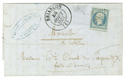 PC 520 / N° 14 Bleu Laiteux, Belles Marges, Càd T 15 BRIANCON (4) Sur Lettre Pour Marseille. 1854. - SUP. - 1853-1860 Napoléon III