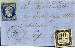 PC / N° 14 Càd T 15 GEX (1) / Timbre-taxe N° 2 Sur Lettre Taxée Pour Timbre Ayant Déjà Servi. 1860. - TB / SUP. - R. - 1853-1860 Napoléon III