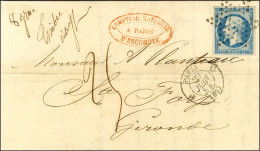Etoile / N° 15 Belles Marges Càd PARIS (60) Sur Lettre 2 Ports Insuffisamment Affranchie Pour Saint Foy La Grande Taxée  - 1853-1860 Napoléon III
