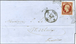 Roulette D'étoiles / N° 17 Belle Nuance Carmin Et Belles Marges Càd 12 PARIS 12 (60) Sur Lettre 3 Ports Pour Morlaix. 18 - 1853-1860 Napoléon III