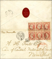 GC 5104 / N° 24 (bloc De 6 Avec Paire Tête-bêche) (pli D'archive Sur Une Bande De 3 Hors Tête-bêche) Càd SHANG-HAI / Bau - 1862 Napoléon III