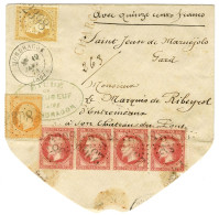 GC 2398 / N° 23 + 32 Bande De 4 (pli à La Fermeture De L'enveloppe) + N° 59 Càd T 17 MONDRAGON (86) Sur Lettre Chargée P - 1863-1870 Napoléon III Con Laureles