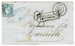 GC 2145 / N° 37 Càd T 17 LYON (68) 1 SEPT. 71 Sur Lettre Insuffisament Affranchie Pour Marseille, Taxe Tampon 2 FL. Rare - 1870 Asedio De Paris