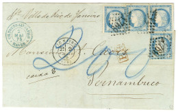 GC 1769 / N° 60 Type 3 (4) Càd T 17 LE HAVRE (74) Sur Lettre Pour Pernambuco Au Tarif De La Voie De Commerce Des Paquebo - 1871-1875 Ceres