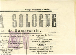 Oblitération Typo Sur Journal N° 1 + N° 1 (coupé Vertical) Sur Journal Entier '' L'Echo De La Sologne '' Daté Du Mercred - 1876-1878 Sage (Type I)