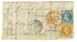 Etoile 12 / N° 28 + 29 Càd PARIS / BT BEAUMARCHAIS 4 OCT. 70 Sur Lettre Pour Londres. Au Recto, Càd D'arrivée 18 OCT. 70 - War 1870