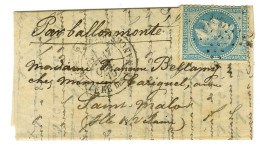 Etoile 35 / N° 29 Càd PARIS / MINISTERE DES FINANCES 17 OCT. 70 Sur Lettre Pour Saint Malo. Au Verso, Càd D'arrivée 22 O - War 1870