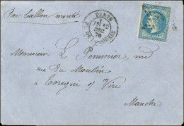 Etoile 1 / N° 29 Càd PARIS / PL DE LA BOURSE 12 DEC. 70 Sur Enveloppe Contenant Le Journal LE NATIONAL N° 1 En Date Du D - War 1870