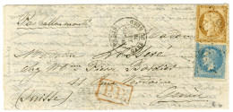 Delcampe - Etoile 26 / N° 29 + 36 (leg Def) Càd PARIS / GARE DU NORD 16 DEC. 70 Sur Lettre Pour Genève. Au Verso, Càd D'arrivée 28  - Guerra Del 1870