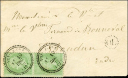 Delcampe - Càd T 23 IVOY-LE-PRE (17) / N° 20 (paire) Sur Enveloppe Carte De Visite Pour Issoudun. 1872. - SUP. - R. - Sonstige & Ohne Zuordnung