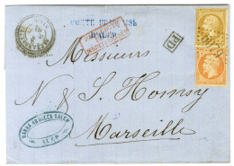 GC 5079 / N° 21 + 23 Càd ALEXANDRETTE / SYRIE + Griffe Bleue POSTE FRANCAISE / D'ALEP Sur Lettre D'Alep Pour Marseille.  - Posta Marittima
