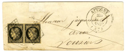 Grille / N° 3 (paire Dont 1 Ex Filet Effleuré) Càd T 13 ATTIGNY (7) Sur Lettre 2 Ports Pour Vouziers. 1849. - TB. - R. - Autres & Non Classés