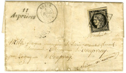 Grille / N° 3 Belles Marges, Càd T 15 AUBIN (11) Cursive 11 / Asprieres Sur Lettre Pour Lagny. 1849. - TB. - R. - Autres & Non Classés