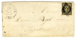 Grille / N° 3, Belles Marges, Càd T 13 MUR-DE-BARRES (11) Sur Lettre Pour Espalion. 1849. - TB / SUP. - R. - Autres & Non Classés