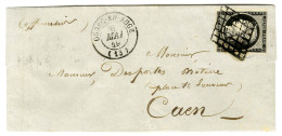 Grille / N° 3 Noir Sur Blanc, Belles Marges, Càd T 15 ORBEC-EN-AUGE (13) Sur Lettre Pour Caen. 1849. - SUP. - Autres & Non Classés