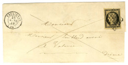 Grille / N° 3, Belles Marges, Càd T 15 TAULIGNAN (25) Sur Lettre Pour Valence. 1849. - TB / SUP. - R. - Autres & Non Classés