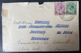 South Africa 1923 Cover From Blackridge To France , Lettre Recommandé De Blackbirdge 1923 Afique Du Sud Pour La France - Brieven En Documenten