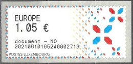 Luxembourg 2021 ATM 1,05 EUR Europe Document NO New Sign Mi.no. 8 II MNH ** Postfrisch Neuf - Vignettes D'affranchissement