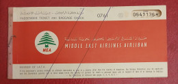 1970 Middle East Airlines Air Liban Airlines Passenger Ticket And Baggage Check - Welt