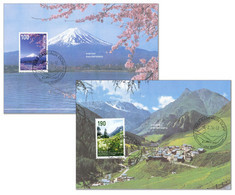 Switzerland 2014 (Box 1) Joint Issue Switzerland Japan Mountains Volcano Fuji Mt. Ot - First Day Of Issue - Lettres & Documents