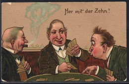 AK Männer Beim Karten Spielen, Einer Sehr überrascht - Playing Cards