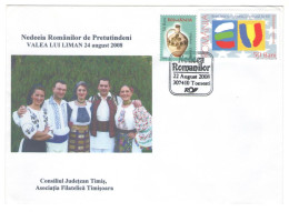 NEDEEA FOLKLORE COMPETITION, SINGERS WEARING FOLK COSTUMES, CERAMICS, EU ACCESSION STAMPS ON COVER,  2008, ROMANIA - Briefe U. Dokumente