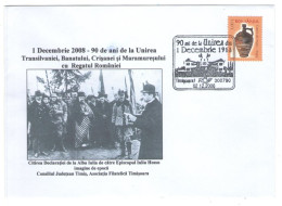 ALBA IULIA, BISHOP IULIU HOSSU READS THE UNION OF TRANSYLVANIA WITH ROMANIA DECLARATION, SPECIAL COVER, 2008, ROMANIA - Briefe U. Dokumente
