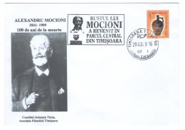 ALEXANDRU MOCIONI, POLITICIAN, STATUE, BUST, TIMISOARA, SPECIAL COVER, 2009, ROMANIA - Briefe U. Dokumente