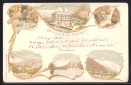 Lithographie Martigny, Hotel Du Mont Blanc, Gorges Du Trient - Trient