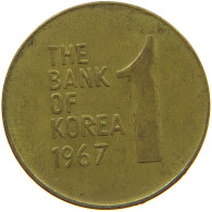 KOREA SOUTH 1 WON 1967 #s149 0513 - Corée Du Sud