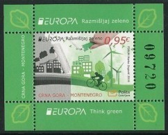 MONTENEGRO/ CRNA GORA  - EUROPA 2016 -TEMA "ECOLOGIA -EL PENSAMIENTO VERDE -THINK GREEN".- HOJITA BLOQUE - 2016