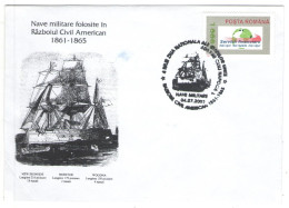 MILITARY SHIPS USED IN THE AMERICAN CIVIL WAR, SPECIAL COVER, 2003, ROMANIA - Briefe U. Dokumente