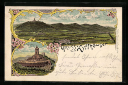 Lithographie Sittendorf, Totalansicht Kyffhäuser-Gebirge Mit Tilleda, Rossla Und Kelbra, Kaiser-Wilhelm-Denkmal - Kyffhäuser