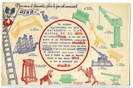 Buvard 21 X 13.4 ALSA Entremets Flan Gateau De Riz 14 Modèles De Construction Avec ALSASTICK  Grue  Voilier Pont Canon* - Levensmiddelen