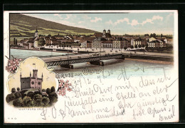 Lithographie Olten, Totalansicht Mit Der Wartburg Säli - Olten