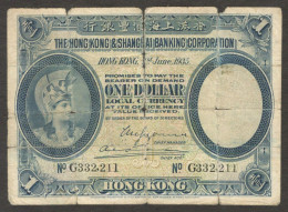 Hong Kong Shanghai Corp 1 Dollar P-172c 1935 Fair - Hong Kong