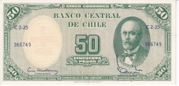 BILLETE DE CHILE DE 50 PESOS DEL AÑO 1960 CALIDAD EBC (XF) (BANKNOTE) - Cile