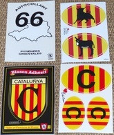 Lot De 7 Blasons Adhésifs (sur 4 Cartes) : CATALUNYA, Pyrénées Orientales, Taureau, Âne ... (voir Scan) - Autres & Non Classés