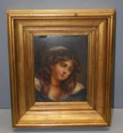 -PETIT TABLEAU HUILE SUR CARTON PORTRAIT Signé L CLEMENT 1908 Cadre Bois Doré     E - Oils