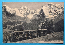 Mürrenbahn Zug Grütschalp Viele Leute - Mürren