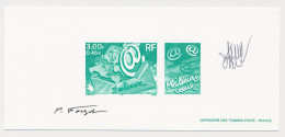 France 2000 - Epreuve / Proof Signed By Engraver Best Wishes - At @ - 3rd Millennium - World Map - Computers