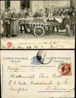 1905 BELGIQUE -MARCHAND DE LEGUMES CART BELGIUM POSTCARD STAMPED TIMBRE - Old Professions