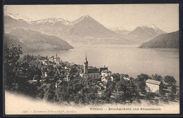AK Vitznau, Ortspartie Mit Kirche, Blick Auf Den See - Vitznau